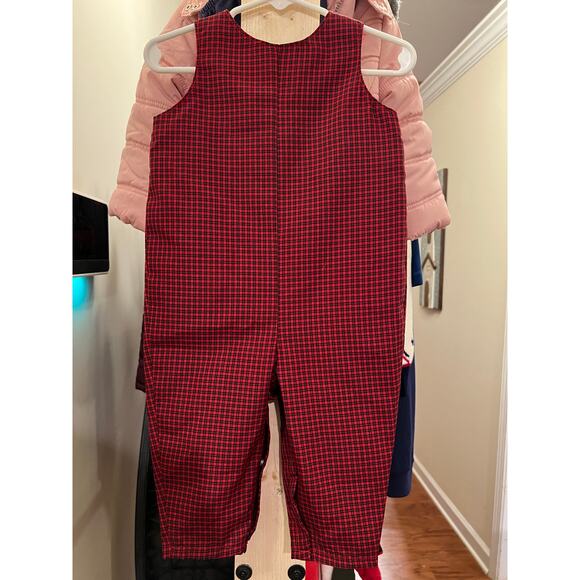 In Design Boys Red Plaid Rocking Horse Longall 6-9M Holiday - Picture 2 of 4